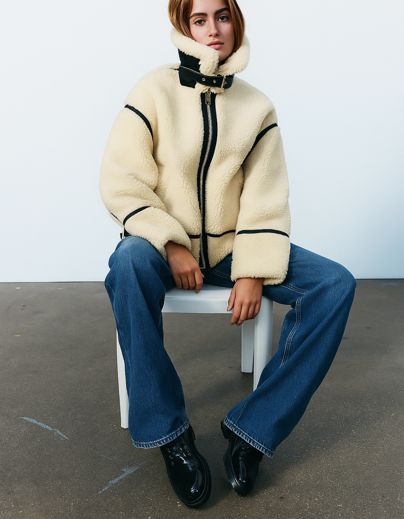 Alvarine – Kontrastowe wykończenia – Kurtka ze sztucznym futrem