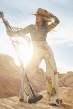 Calila – Motyw dzikiego konia – Rozszerzane spodnie jeansowe