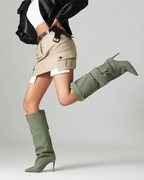 Carmella – Szpiczaste noski – Dżinsowe kozaki do kolan