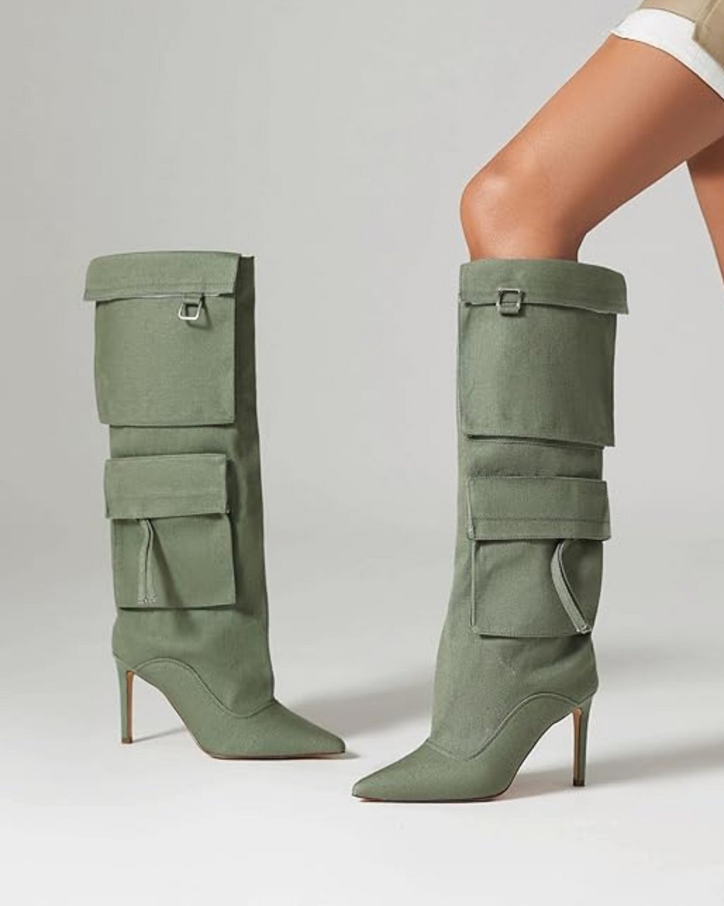 Carmella – Szpiczaste noski – Dżinsowe kozaki do kolan