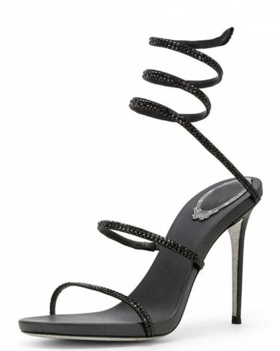 Desideria – Cienki obcas – Sandały z podwójnym paskiem ze strassami