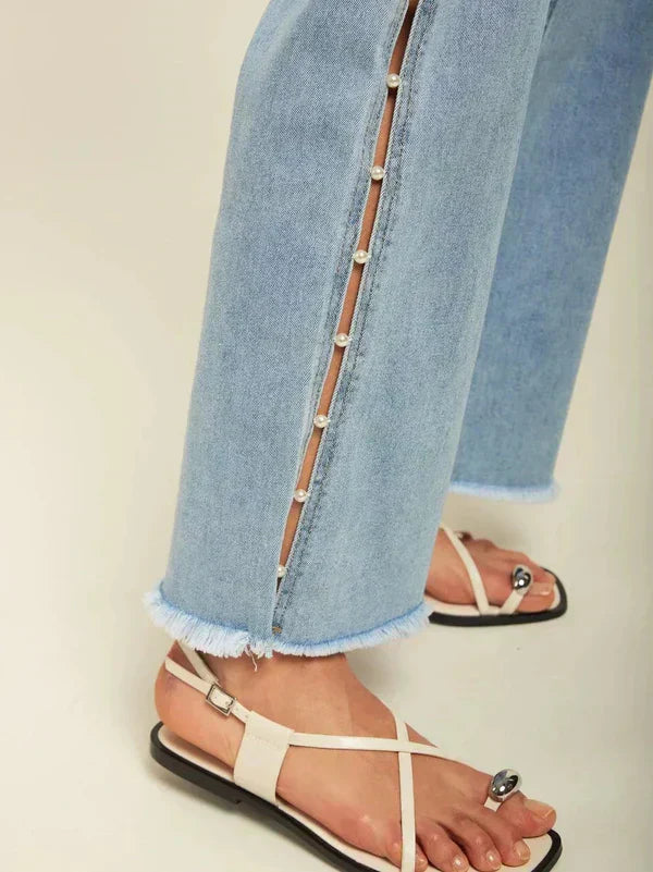 Giuliana – Perłowe zdobienia – Szerokie jeansy