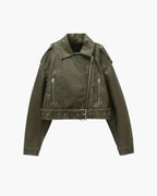 Isla – Krótki dopasowany krój – Kurtka biker z paskiem