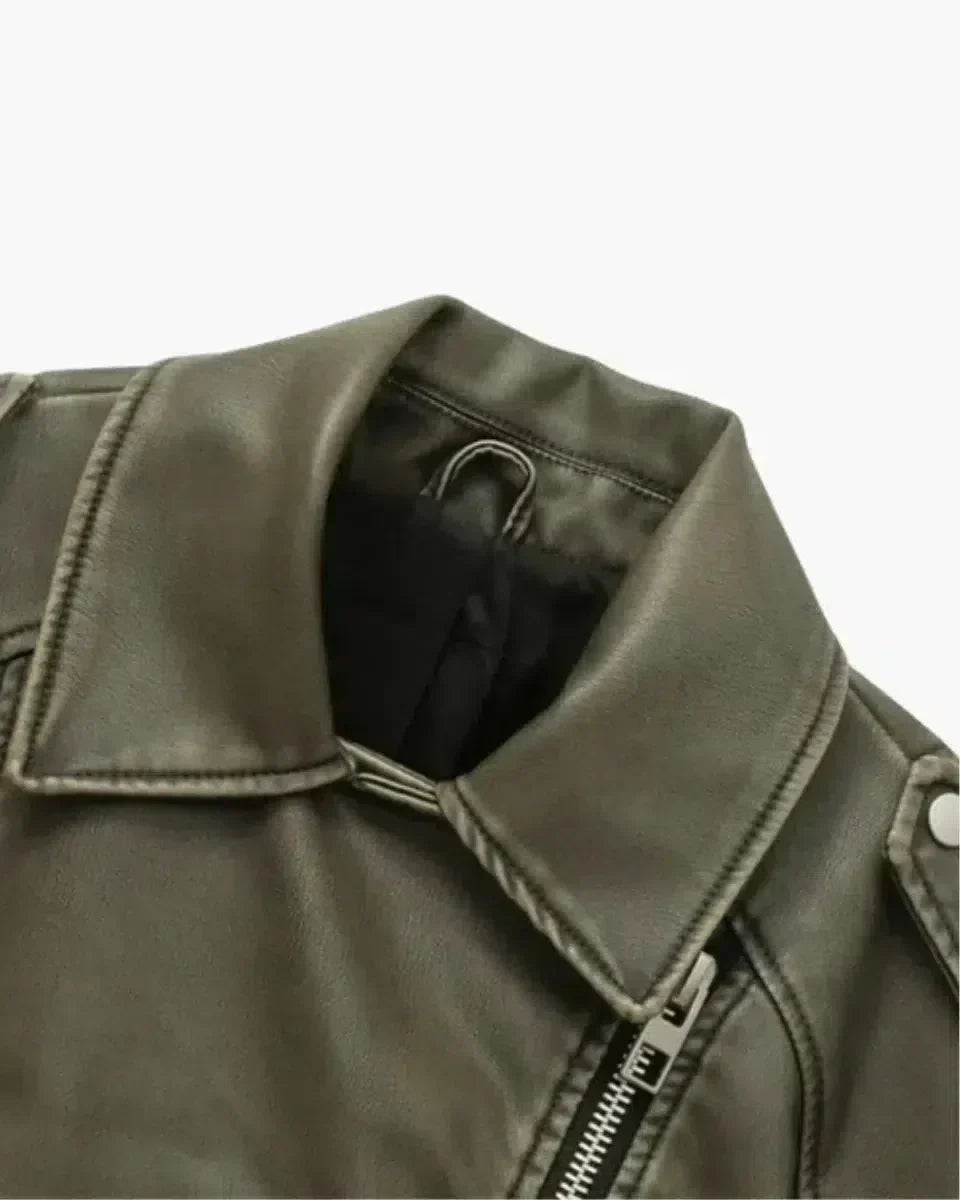 Isla – Krótki dopasowany krój – Kurtka biker z paskiem