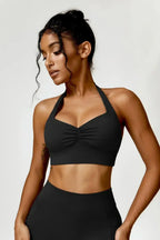 Mahina – Marszczony detal – Zestaw top sportowy + legginsy