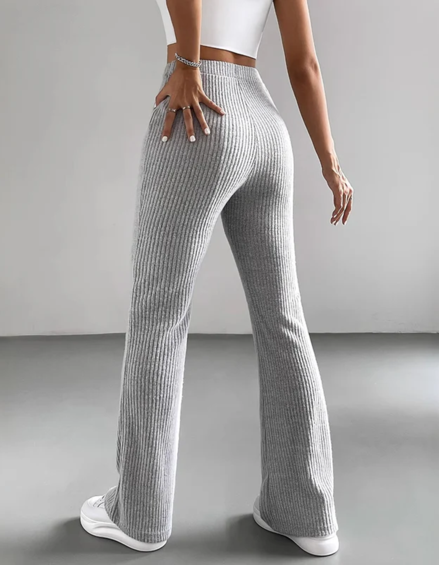 Mirelluna – Prążkowana tekstura – Rozszerzane spodnie lounge