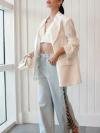 Olivetta – Wycięcia i zdobienia – Szerokie jeansy