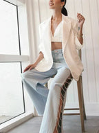 Olivetta – Wycięcia i zdobienia – Szerokie jeansy