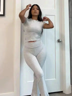 Ovidia – Dopasowany top i spodnie z wysokim stanem – Dwuczęściowy zestaw