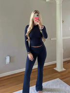 Ovidia – Dopasowany top i spodnie z wysokim stanem – Dwuczęściowy zestaw