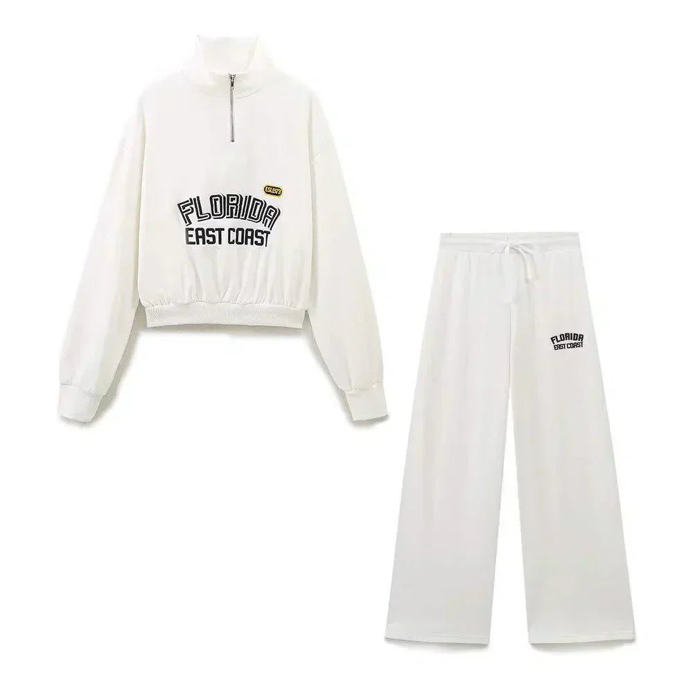 Savannah – Szerokie spodnie – Nadmorski zestaw z półzamkiem